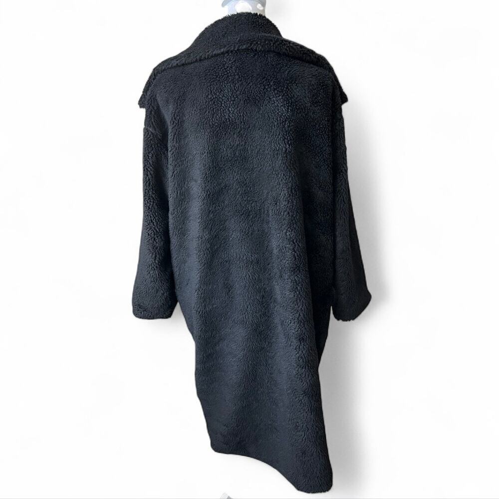 Lanshifei black teddy bear trench coat oversized winter chic minimalist cozy - Picture 5 of 10
